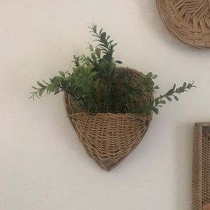 Vintage Wicker Wall Planter Pocket
